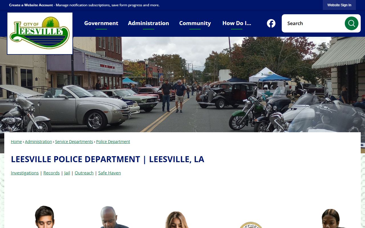 Leesville Police Department page for Vernon Parish inmate holding information