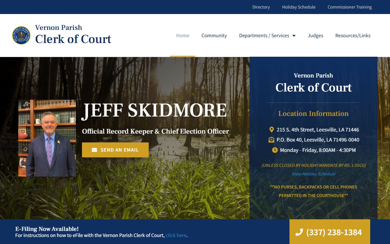 Vernon Parish Clerk of Court records office homepage